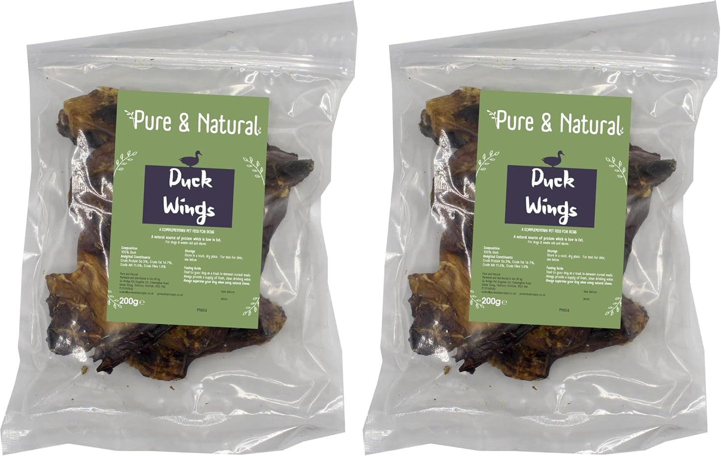 Treats for Dogs Duck Wings 200G - Hypoallergenic Dog Treats Bulk, All Natural Dog Chews, Duck Jerky for Dogs, 100% Natural Dog Treats Sensitive Stomach (Pack of 2)