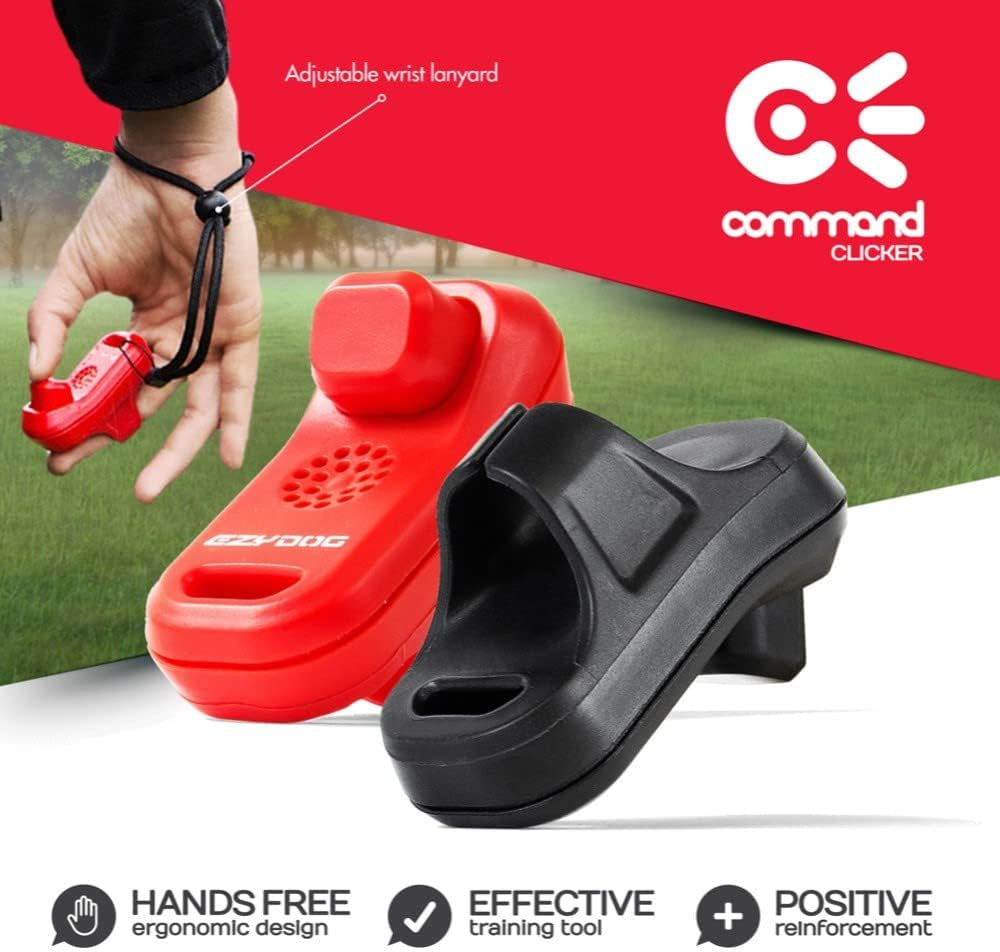 Command Dog Clicker | Dog Training, Training Clicker for Dogs, Dog Training Clickers, Puppy Training, Hands-Free, Positive Reinforcement, Wrist Strap, (Black)