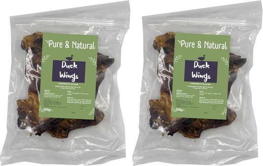 Treats for Dogs Duck Wings 200G - Hypoallergenic Dog Treats Bulk, All Natural Dog Chews, Duck Jerky for Dogs, 100% Natural Dog Treats Sensitive Stomach (Pack of 2)