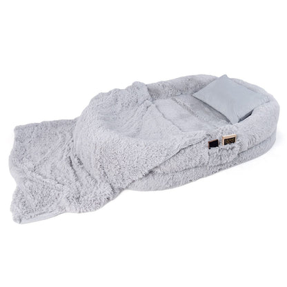 Human Dog Bed with Soft Blanket and Present Plump Pillow
