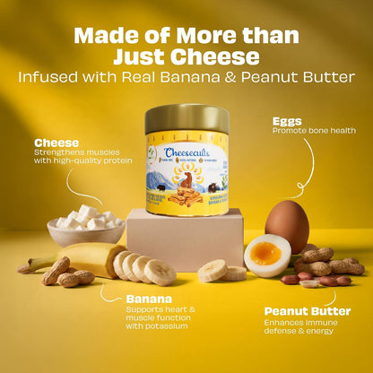 Pawfect Cheesecuits - Cheese Biscuits with Banana and Peanut Butter for Dogs Dog Treats - Grain-Free - Hypoallergenic - Rich in Antioxidants - Dog Training Treats (100G/3.53Oz)