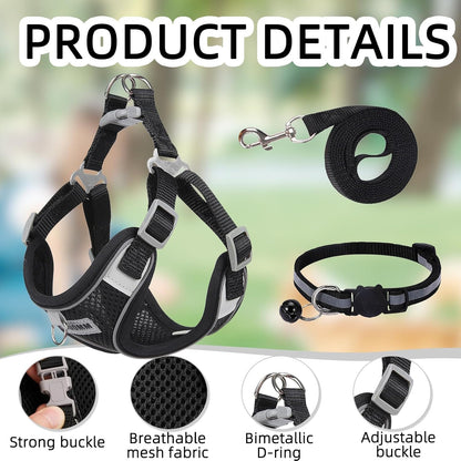 Dog Harness Medium Breathable Vest, Step-In Cat Puppy Collars and Lead Sets, Adjustable Dog Harness and Lead Set with Collar for Small Medium Pet Training or Walking Safety