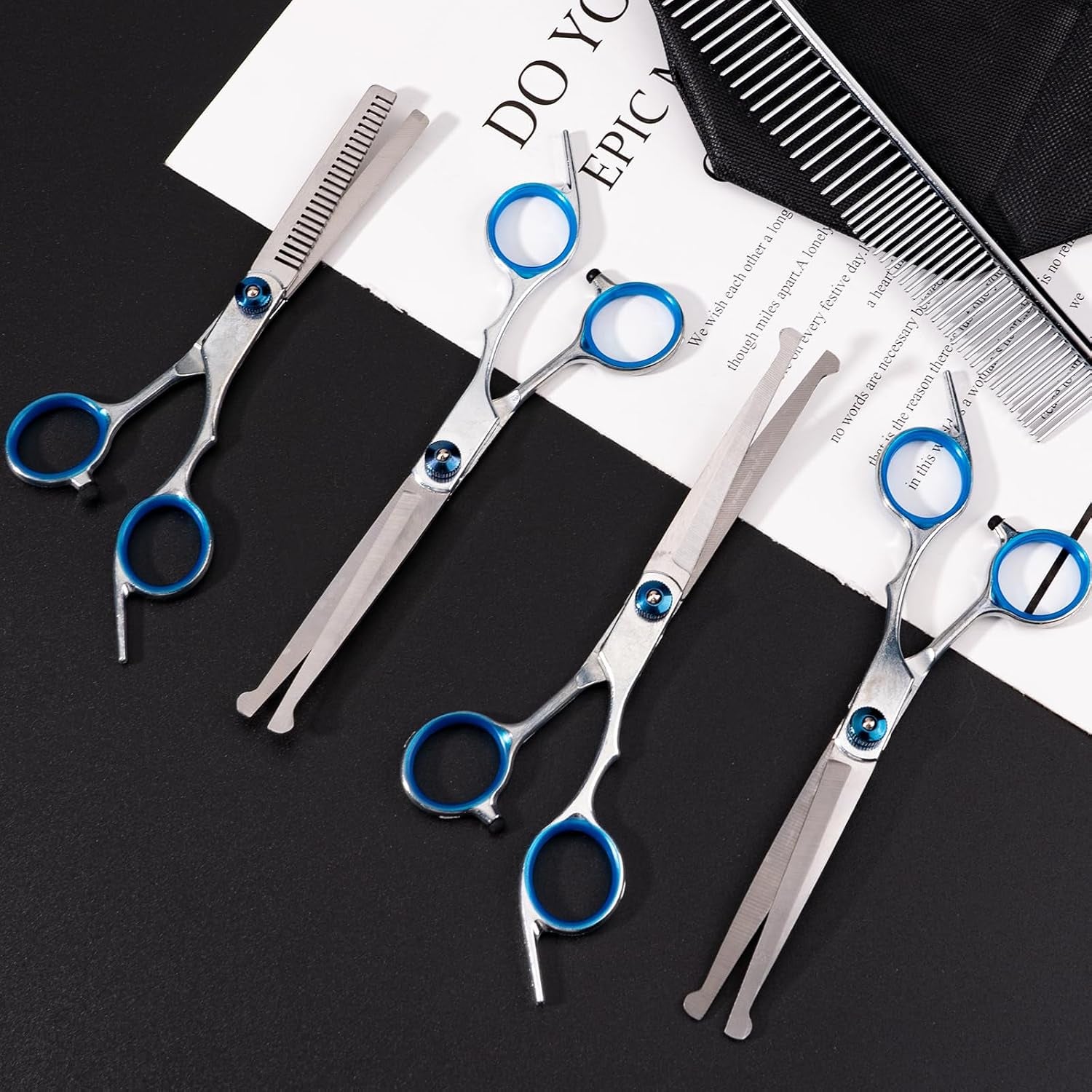 6 Pieces Dog Grooming Curved Scissor for Dog Professional Pet Grooming Scissors with Safety round Tip Stainless Steel Pet Hair Trimming Scissors Set with Storage Bag