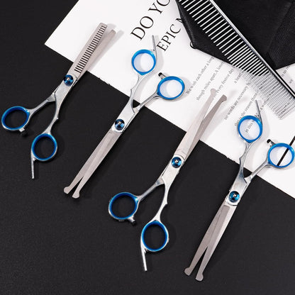 6 Pieces Dog Grooming Curved Scissor for Dog Professional Pet Grooming Scissors with Safety round Tip Stainless Steel Pet Hair Trimming Scissors Set with Storage Bag